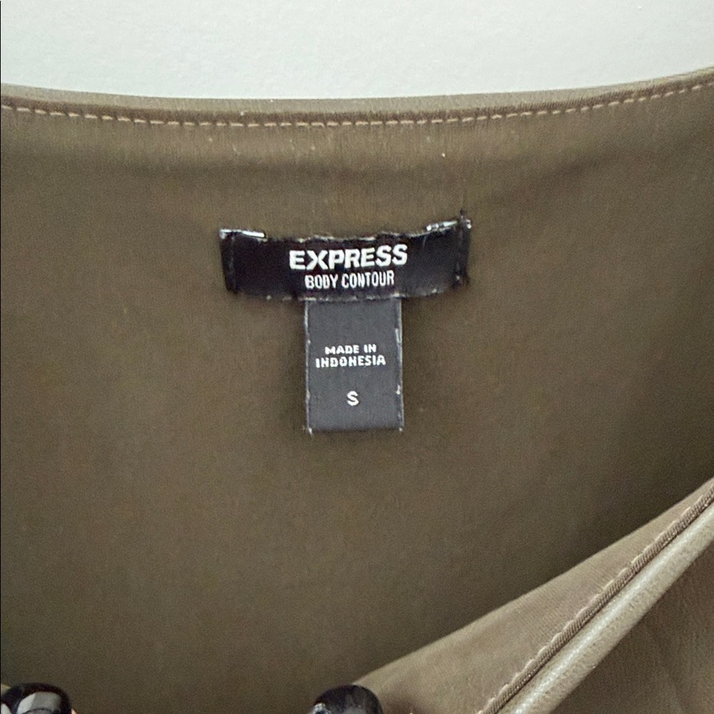 Express Olive Green Faux Leather Crop Top - Picture 3 of 3
